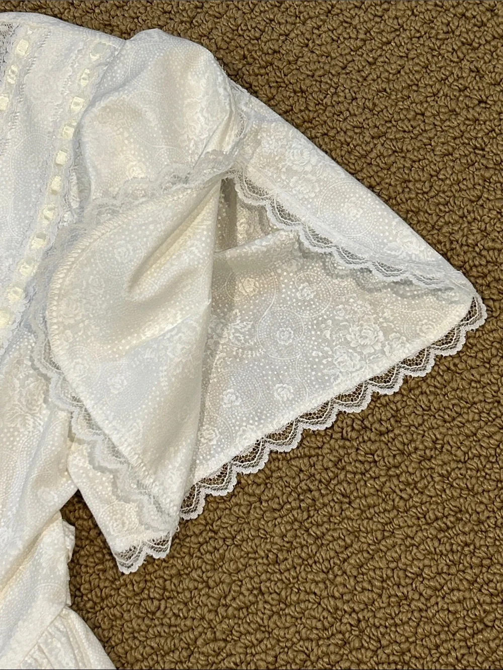 Vintage Gunne Sax Girls White Prairie Dress size 7 Floral Lace Ribbon Bow
